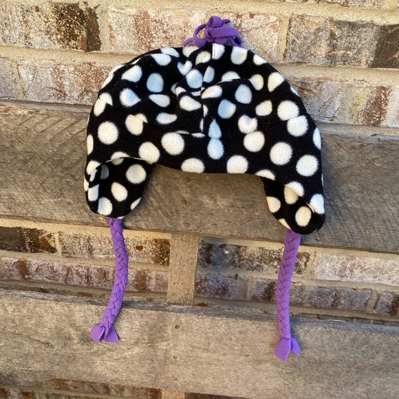 Kids winter fleece hat beanie white and black - Picture 1 of 4